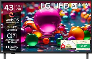 LG UA8200 108 cm (43 inch) Ultra HD (4K) LED Smart WebOS TV 2025 Edition with Alpha7 AI Processor 4K Gen8 | 4K Super Upscaling | AI Picture Pro | 4K Expression Enhancer | NEW AI Magic Remote Compatible | AI Search with MS Copilot | AI Sound Pro (9.1.2 ch) | Dolby Atmos | Chromecast Built-in