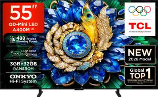 TCL A400M 138.71 cm (55 Inch) Ultra HD (4K) Mini LED Smart Google TV 2026 Edition with ONKYO Hi-Fi Sys...
