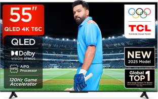 TCL T6C 139 cm (55 inch) QLED Ultra HD (4K) Smart Google TV 2025 Edition with HDR 10+ | Dolby Vision- Atmos 35W |120 Hz Game Accelerator (DLG) | Metallic Bezel-Less