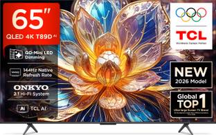TCL T89D 163.83 cm (65 inch) QLED Ultra HD (4K) Smart Google TV 2026 Edition with TCL Ai HVA Panel Dol...