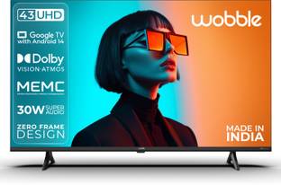 Wobble 108 cm (43 inch) Ultra HD (4K) LED Smart Google TV 2025 Edition with MEMC Dolby Vision |30W Dol...