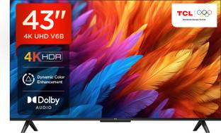 TCL V6B 108 cm (43 inch) Ultra HD (4K) LED Smart Google TV with 24W Dolby Audio and Metallic Bezel-Less