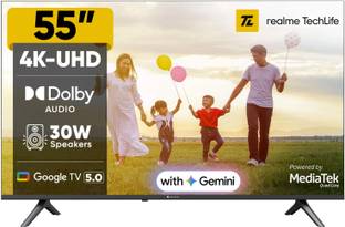 realme TechLife 139 cm (55 inch) Ultra HD (4K) LED Smart Google TV with 5.0 OS, Dolby Audio, and 30 W ...