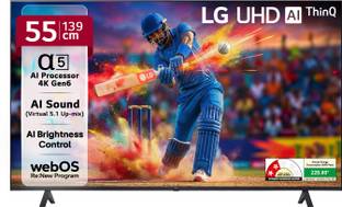 LG UR7500 139 cm (55 inch) Ultra HD (4K) LED Smart WebOS TV with Alpha5 AI Processor 4K Gen6, AI Pictu...