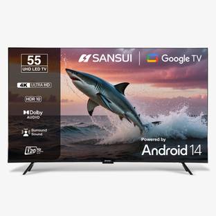 Sansui 140 cm (55 inch) Ultra HD (4K) LED Smart Google TV with HDR10| HLG| Dolby Audio| HSR 120Hz Refr...