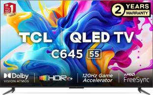 Add to Compare TCL C645 139 cm (55 inch) QLED Ultra HD (4K) Smart Google TV Hands-Free Voice Control 4.331 Ratings & 4 Reviews Operating System: Google TV Ultra HD (4K) 3840 x 2160 Pixels 2 Years Warranty on Product ₹44,990 ₹1,21,990 63% off Free delivery No Cost EMI from ₹3,750/month
