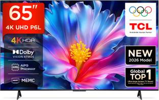 TCL P6L 164 cm (65 inch) Ultra HD (4K) LED Smart Google TV 2026 Edition with MEMC Dolby Vision-Atmos A...