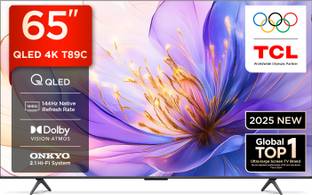 TCL T89C 164 cm (65 inch) QLED Ultra HD (4K) Smart Google TV 2025 Edition with HVA Panel | Dolby Vision- Atmos, 35W ONKYO 2.1 Hi-Fi System | 144 Hz Native Refresh Rate | MEMC 120 Hz
