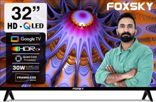 Foxsky 80 cm (32 inch) QLED HD Ready Smart Google TV with Voice Search with Remote