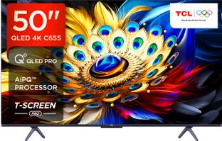 TCL C655 126 cm (50 inch) QLED Ultra HD (4K) Smart Google TV T-SCREEN |Dolby Vision-Atmos | Hands-Free Voice Control