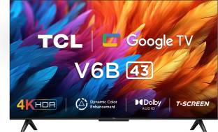 TCL 107.95 cm (43 inch) Ultra HD (4K) LED Smart Google TV with with 24W Dolby Audio and Metallic Bezel...