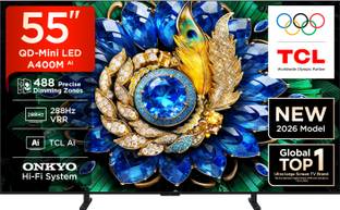 TCL A400M 138.71 cm (55 Inch) Ultra HD (4K) Mini LED Smart Google TV 2026 Edition with ONKYO Hi-Fi Sys...