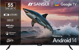 Sansui 140 cm (55 inch) Ultra HD (4K) LED Smart Google TV with HDR10| HLG| Dolby Audio| HSR 120Hz Refr...
