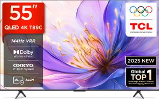 TCL T89C 139 cm (55 inch) QLED Ultra HD (4K) Smart Google TV 2025 Edition with HVA Panel | Dolby Vision- Atmos, 35W ONKYO 2.1 Hi-Fi System | 144 Hz VRR | MEMC 120 Hz