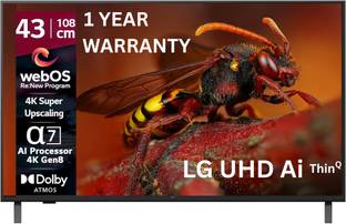 LG 108 cm (43 inch) Ultra HD (4K) LED Smart WebOS TV 2025 Edition with Alpha7th Smart AI Processor 4K ...