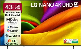 LG AI NANO NU87 108 cm (43 inch) Ultra HD (4K) LED Smart WebOS TV 2026 Edition with NANO Detail Enhanc...