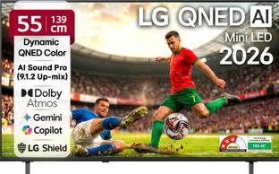 LG AI QNED65 139 cm (55 inch) Ultra HD (4K) Mini LED Smart WebOS TV 2026 Edition with Dynamic QNED Col...