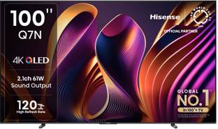 Hisense Q7N 253 cm (100 inch) QLED Ultra HD (4K) Smart VIDAA TV with Dolby Vision Atmos, 61W Sound Output, Built-in Subwoofer Full Array Local Dimming