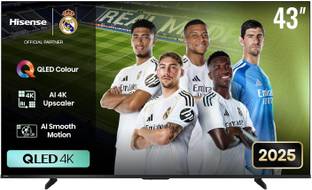 Hisense 108 cm (43 inch) QLED Ultra HD (4K) Smart VIDAA TV with Dolby Vision & Atmos, AI Upscaling, Ga...