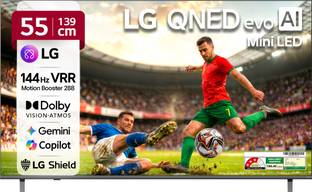 LG AI QNED evo 82 139 cm (55 inch) Ultra HD (4K) Mini LED Smart WebOS TV 2026 Edition with Dynamic QNE...