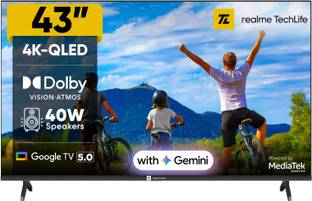 realme TechLife 109 cm (43 inch) QLED Ultra HD (4K) Smart Google TV with 5.0 with Dolby Atmos, and 40 ...