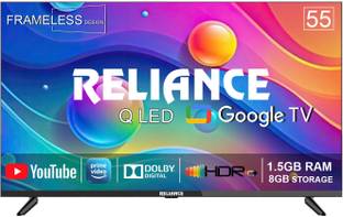 Reliance 139 cm (55 inch) QLED Ultra HD (4K) Smart Google TV with Fremless Design and Voice Remote.