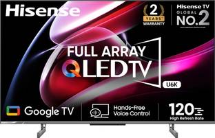 Hisense U6K 164 cm (65 inch) QLED Ultra HD (4K) Smart Google TV With Full Array Local Dimming, Hands F...