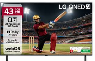 LG AI TV QNED 8AA 108 cm (43 inch) Ultra HD (4K) QNED Smart WebOS TV with Alpha7 AI Processor 4K Gen8 ...