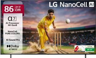 LG AI TV 218.44 cm (86 inch) Ultra HD (4K) NanoCell Smart WebOS TV with Alpha7 AI Processor 4K Gen8 4K...