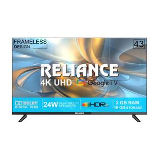 Reliance 109 cm (43 inch) Ultra HD (4K) LED Smart Google TV with Next Generation Google Smart GB RAM, ...