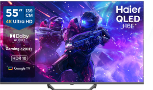 Haier H6E 139 cm (55 inch) QLED Ultra HD (4K) Smart Google TV 2025 Edition with HDR10| Auto Low Latenc...