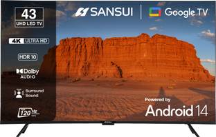 Sansui 109 cm (43 inch) Ultra HD (4K) LED Smart Google TV with HDR10| HLG| Dolby Audio| HSR 120Hz Refr...