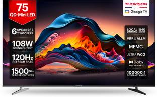 Thomson Masterclass Series 189 cm (75 inch) Ultra HD (4K) Mini LED Smart Google TV 2025 Edition with 6 Speaker with 108 W Sound Output Powered by Blaupunkt | Inbuilt 2 Sub-Woofer with Magic Sound| Dolby Atmos | 288 Local Dimming Zones | 120 Hz HSR Refresh Rate | MEMC with ALLM & VRR | 1500 Nits Brightness | Dolby Vision, HDR 10, HLG |Contrast Ratio 100000:1 | Smart Eye Shield |Ultra WCG