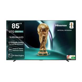 Hisense 85U7Q 216 cm (85 inch) Ultra HD (4K) Mini LED Smart VIDAA TV with 2.1CH Audio System Tuned by ...