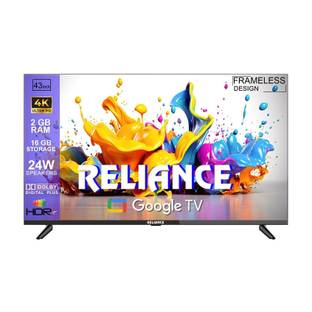Reliance 109 cm (43 inch) Ultra HD (4K) LED Smart Google TV with 2 GB RAM, 16 GB Storage & 24 Watts Sp...