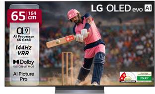 LG evo AI C5 164 cm (65 inch) OLED Ultra HD (4K) Smart WebOS TV with Alpha 9 AI Processor 4K Gen8 Brig...