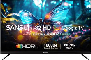 Sansui 80 cm (32 inch) HD Ready LCD Smart Google TV 2024 Edition with Dolby Digital | Surround Sound | A+ Panel | HDR10 | Wide Viewing Angle | Bezel-Less Design | Built-In Chromecast | 10000+ Apps