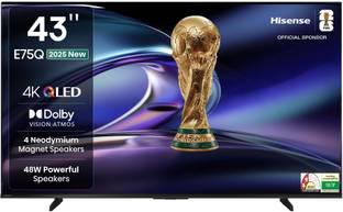 Hisense 107.8 cm (43 inch) QLED Ultra HD (4K) Smart VIDAA TV 2025 Edition with 4 Speakers 48W Powerful...