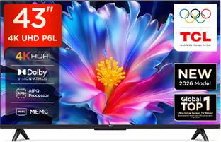 TCL P6L 108 cm (43 inch) Ultra HD (4K) LED Smart Google TV 2026 Edition with MEMC Dolby Vision-Atmos A...