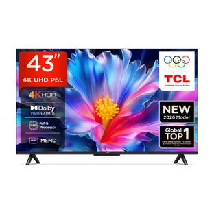 TCL P6L 108 cm (43 inch) Ultra HD (4K) LED Smart Google TV 2026 Edition with MEMC Dolby Vision-Atmos A...