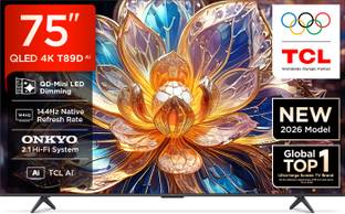 TCL T89D 189.31 cm (75 inch) QLED Ultra HD (4K) Smart Google TV 2026 Edition with TCL Ai HVA Panel Dol...