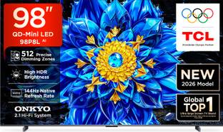 TCL P8L 248 cm (98 inch) Ultra HD (4K) Mini LED Smart Google TV 2026 Edition with Precise Dimming Seri...