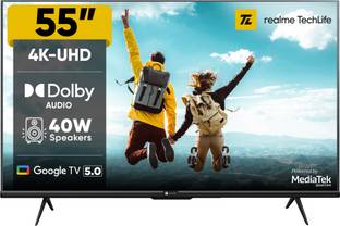 realme TechLife 140 cm (55 inch) Ultra HD (4K) LED Smart Google TV 2025 Edition with 5.0 with Dolby Audio, and 40 W downfiring speaker