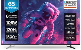 Blaupunkt Milkyway Series 164 cm (65 inch) Ultra HD (4K) Mini LED Smart Google TV 2025 Edition with |6 Speaker with 108 W Sound Output Powered by Blaupunkt | Inbuilt 2 Sub-Woofer with Magic Sound| Dolby Atmos | 288 Local Dimming Zones | 120 Hz HSR Refresh Rate | MEMC with ALLM & VRR | 1500 Nits Brightness |Dolby Vision, HDR 10, HLG |Contrast Ratio 100000:1 | Smart Eye Shield |Ultra WCG |