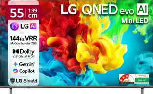 LG AI QNED evo 82 139 cm (55 inch) Ultra HD (4K) Mini LED Smart WebOS TV 2026 Edition with Dynamic QNE...