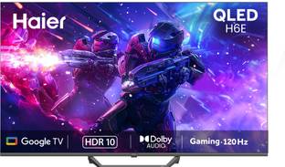 Haier H6E 139 cm (55 inch) QLED Ultra HD (4K) Smart Google TV 2025 Edition with HDR10| Auto Low Latency Mode (ALLM)| HDMI 2.1| Voice Control with Google TV ("Ok| Google")| Metallic Bezel-less Design.