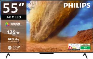 PHILIPS 138 cm (55 inch) QLED Ultra HD (4K) Smart Google TV with Dolby Vision & HDR 10+ | 120Hz Refres...