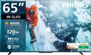 PHILIPS 164 cm (65 inch) QLED Ultra HD (4K) Smart Google TV 2025 Edition with Dolby Vision |30W Dolby Atmos | 120Hz Refresh Rate | HDR 10+ |Wider Colour Gamut | Ultra Narrow Bezel | 32 GB Storage