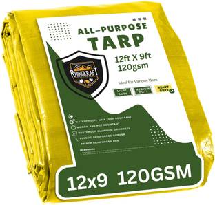 RHINOKraft Water Proof Tarpaulin Sheet | 12ft x 9ft, 120 GSM | Virgin |heat protection Tent - For Camping, Construction Sites, Transportation Covers, Temporary Shelters