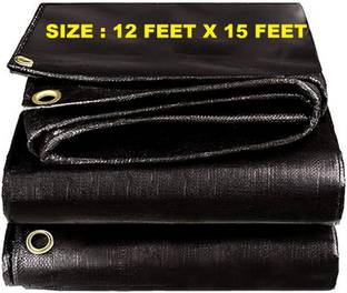 GreenLife TARPAULINE 12X 15 FEET BLACK Tent - For UV RESISTANT PROTECT FROM WIND RAIN OR SUNLIGHT, WATERPROOFING SHEET